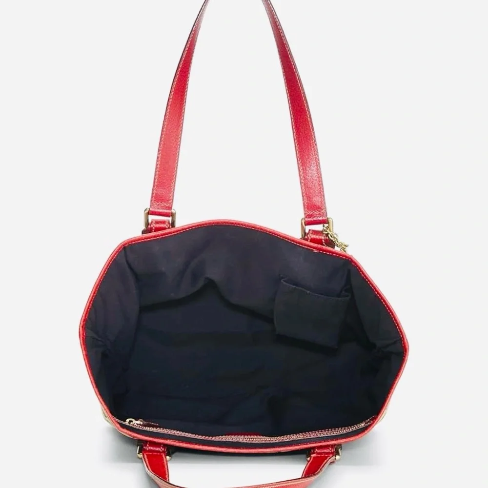 GUCCI Jolicoeur Navy/Red Striped Canvas w/Leather Golden Hardware & Charms, EUC